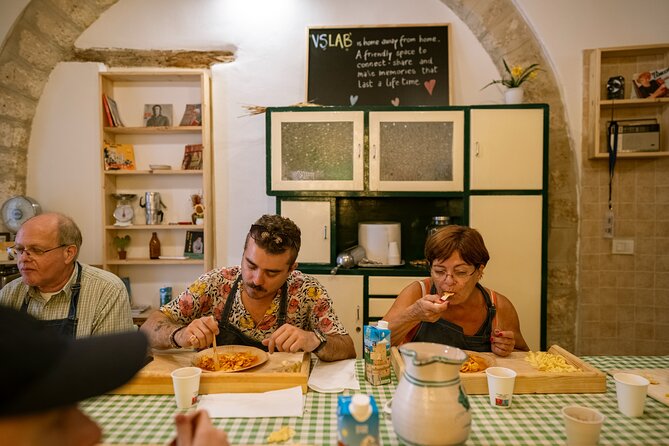 Bari Cooking Class : Traditional Focaccia & Orecchiette - Eating the fruit of your work: focaccia, orecchiette, and a glass of local wine