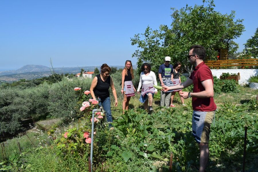 Chania: Authentic Cooking Class in the White Mountains - Garden herbs walk: Learning the Mediterranean diet by using it