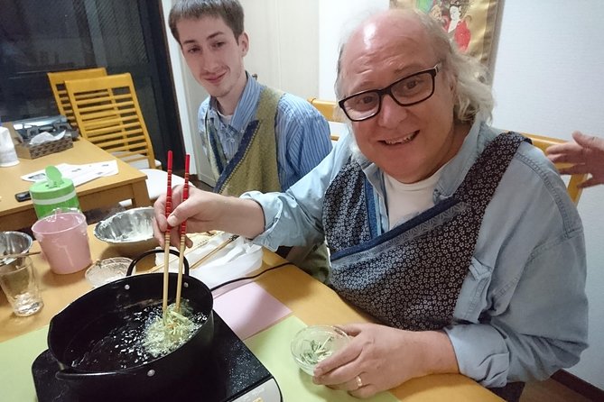 Enjoy artistic TEMPURA Cooking Class - What’s on the table: rice, chilled tofu, and six cooked bites