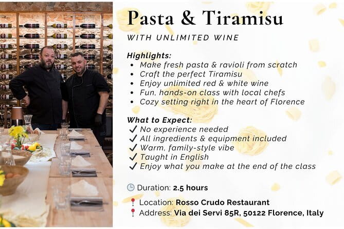 Florence: Pasta & Tiramisu Cooking Class with Unlimited Wine - How the 3 Hours Typically Unfold: Pasta First, Then Feast