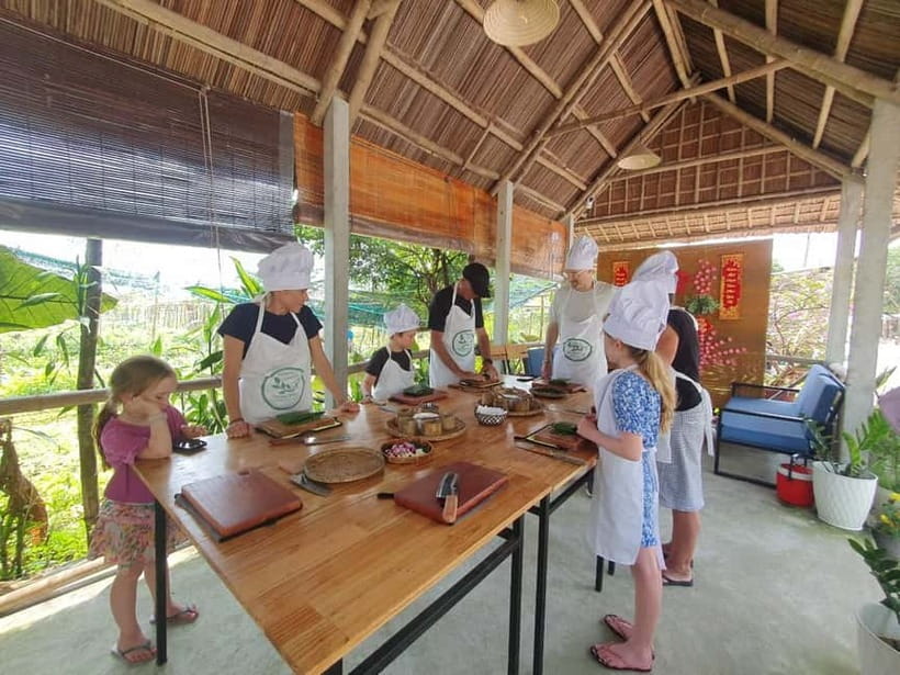 Hoi An Coconut Boat, Lantern Making & Cooking Class Organic - Cẩm Thanh Coconut Forest by round basket boat