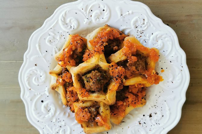 Pasta Making Experience - Cooking Class - The meal you sit down to: sauce, wine, salad, and the dessert finish