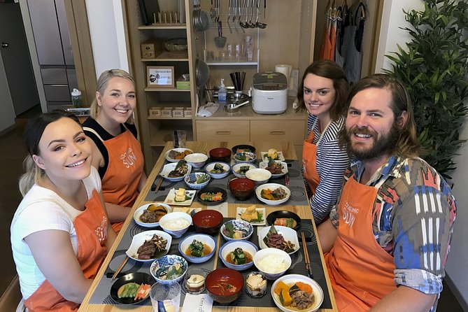 Small-Group Wagyu Beef and 7 Japanese Dishes Tokyo Cooking Class - The meal finish: Itadakimasu, sake, and green tea