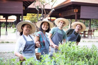 Sunset Thai Cooking with Grandma - Farm & Evening Feast - The open-air kitchen and your own station (how the class stays easy)