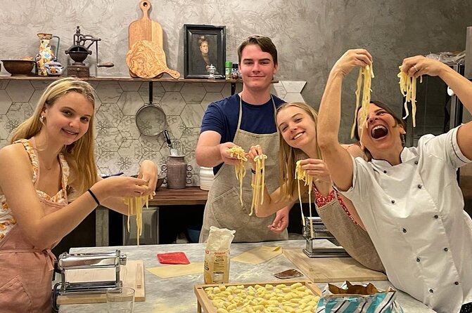 Super Fun Pasta & Gelato Class by Vatican with Wine + Oil Tasting - Your menu: bruschetta, handmade pasta with seasonal tomato sauce, and gelato