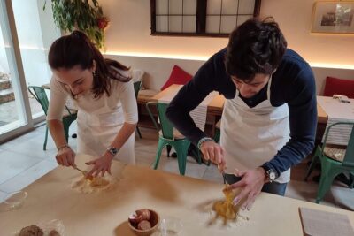 Tortellini Cooking Class with Mamma in Verona - What you actually eat after cooking: tortellini, wine, and Sbrisolona
