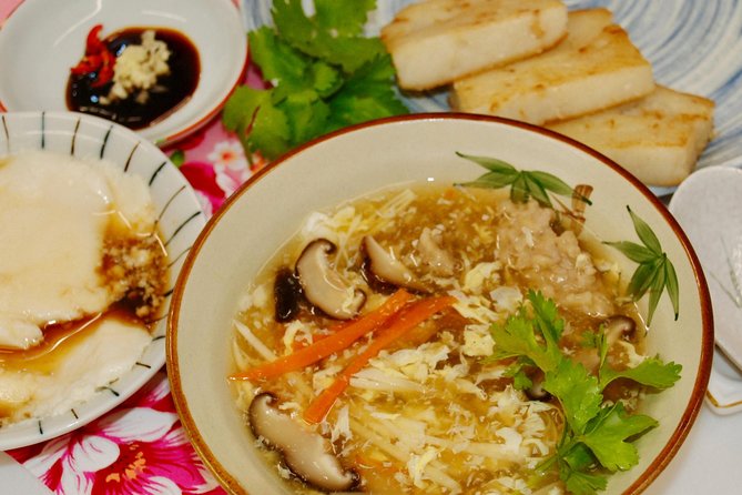 Turnip cake, Pork thick soup, Tofu pudding. Taiwan Traditional Light Meals Experience-C (Taipei Cooking Class) - What you’re actually cooking: light meals that taste like a full plan
