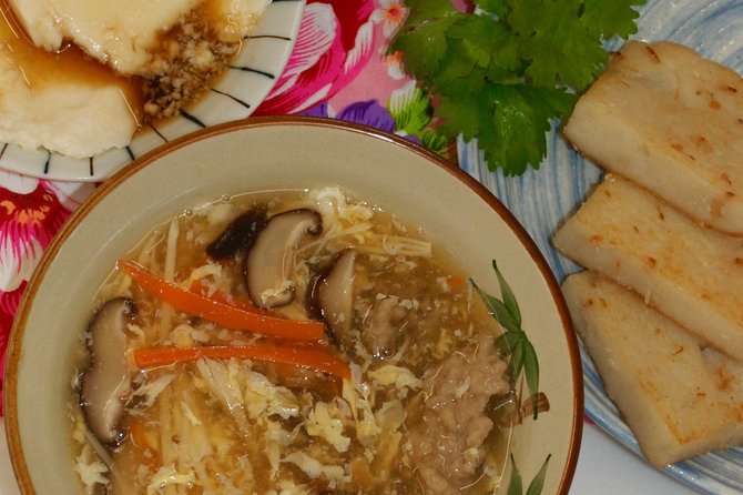Turnip cake, Pork thick soup, Tofu pudding. Taiwan Traditional Light Meals Experience-C (Taipei Cooking Class) - Language and special meal needs: plan ahead so dinner works for you